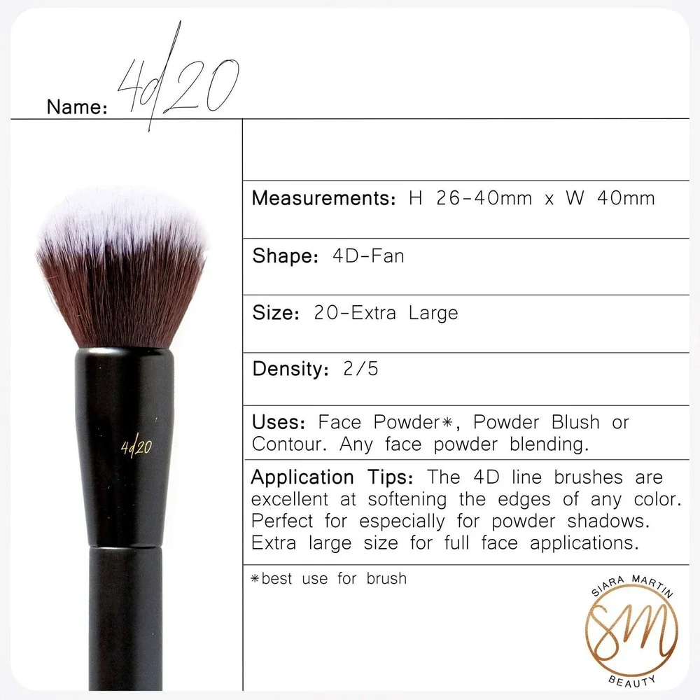 Siara Martin Beauty 4d/20 Extra Large 4D-Fan Face Powder Blending Brush New